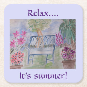 Summer Garden Bench Rechteckiger Pappuntersetzer