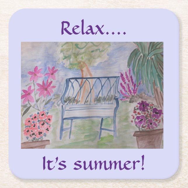 Summer Garden Bench Rechteckiger Pappuntersetzer (Vorderseite)