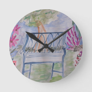 Summer Garden Bench Runde Wanduhr