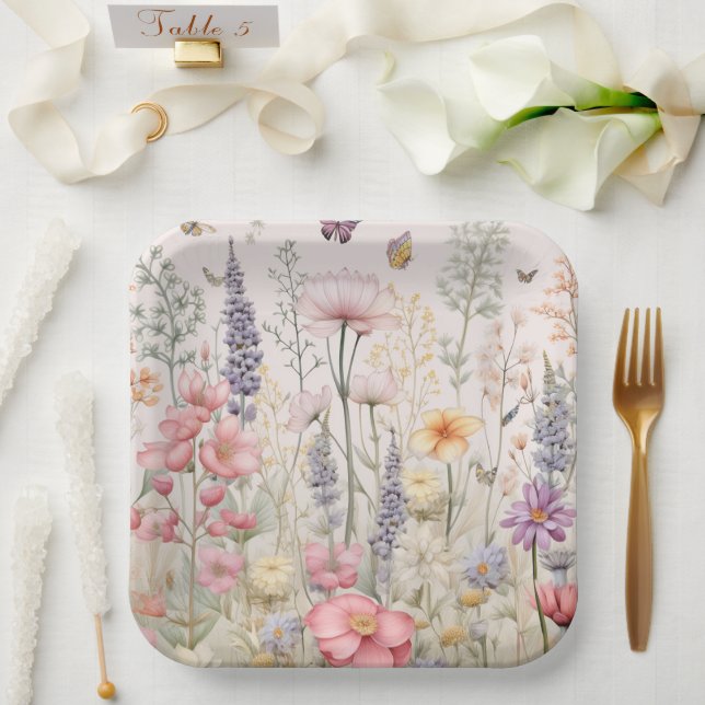 Summer Garden Blume Butterfly Pappteller (Hochzeit)