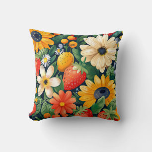 Summer Garden Blume Erdbeeren Muster Kissen