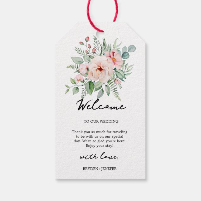 Summer Garden Floral Wedding Geschenkanhänger (Rückseite)