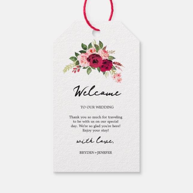 Summer Garden Floral Wedding Geschenkanhänger (Rückseite)