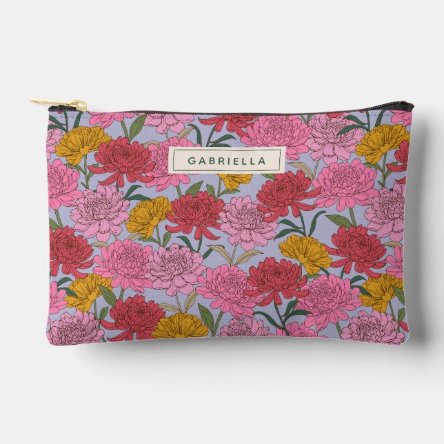 Summer Garden Pink Floral Bridesmaid Personalisier Zubehörtasche (Vorderseite)