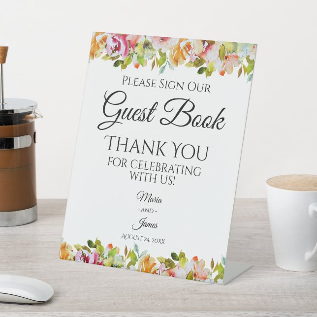 Summer Garden Watercolor Blumengast Sockelschild (In SItu)