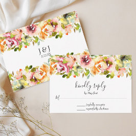 Summer Garden Watercolor Floral Wedding RSVP Card