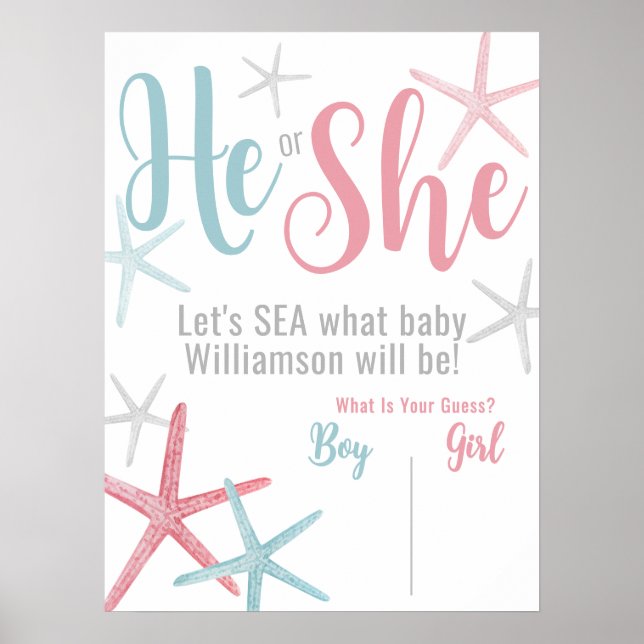 Summer Gender Reveal Party Vote Sign Poster (Vorne)