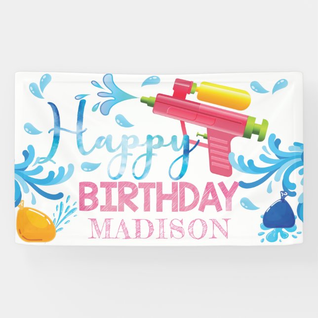 Summer Girl Birthday Personalisiert Banner (Horizontal)