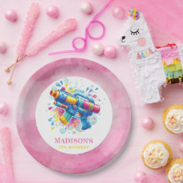 Summer Girl Birthday Water Gun Custom Pappteller