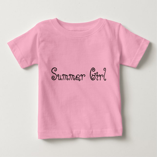 Summer Girl Typografy Baby Tutu Bodysuit Pink Baby T-shirt (Vorderseite)
