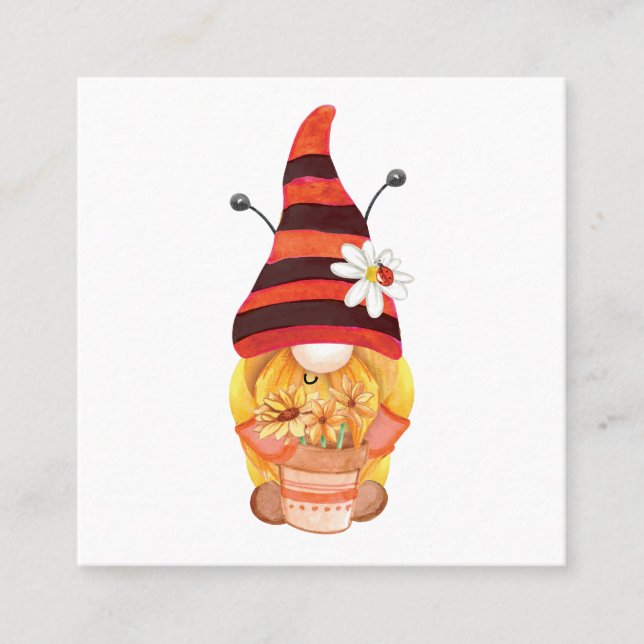 Summer gnome 3Business Card Quadratische Visitenkarte (Vorderseite)