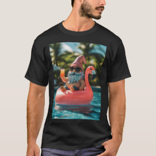 Summer Gnome in Sonnenbrille auf Flamingo Float T-Shirt