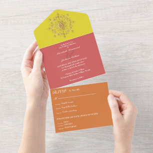 Summer Gold Mandala Wedding All In One Einladung