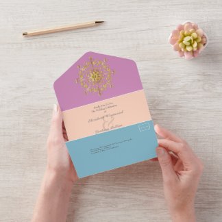 Summer Gold Mandala Wedding All In One Einladung