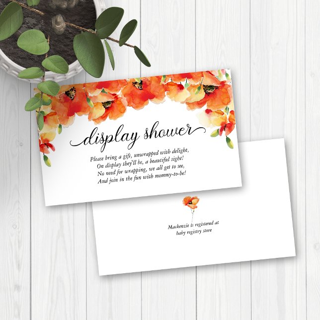 Summer Golden Poppy Display Dusche Begleitkarte (Golden Poppy Baby Shower Display Shower Invitation Inserts)