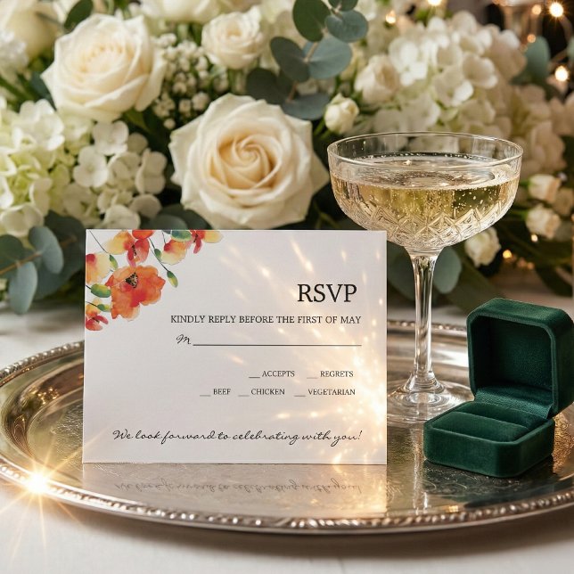 Summer Golden Poppy Wedding RSVP Karte (Von Creator hochgeladen)