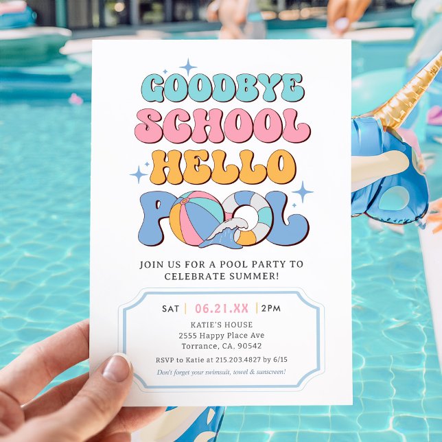 Summer Goodbye School Hello Pool Party Einladung (Von Creator hochgeladen)