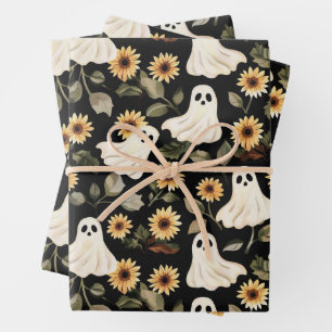 Summer Goth Geister und Sonnenblumen Spooky Geschenkpapier Set