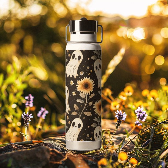 Summer Goth Geister und Sonnenblumen Spooky Trinkflasche (Von Creator hochgeladen)