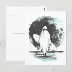 Summer Goth Ghost mit Surfbrett Postkarte