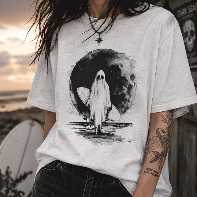 Summer Goth Ghost mit Surfbrett T-Shirt (Von Creator hochgeladen)