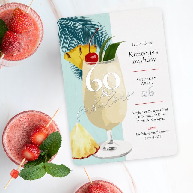 Summer Green Cocktail Party zum 60. Geburtstag Folieneinladung (Von Creator hochgeladen)