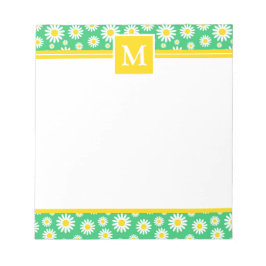 Summer Green Daisies Monogram Notizblock