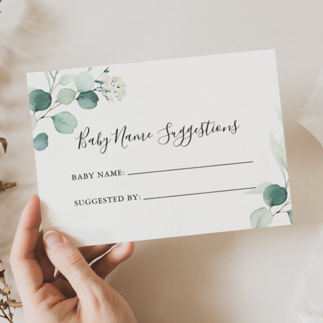Summer Green Eucalyptus Baby Name Suggestions Card (Von Creator hochgeladen)
