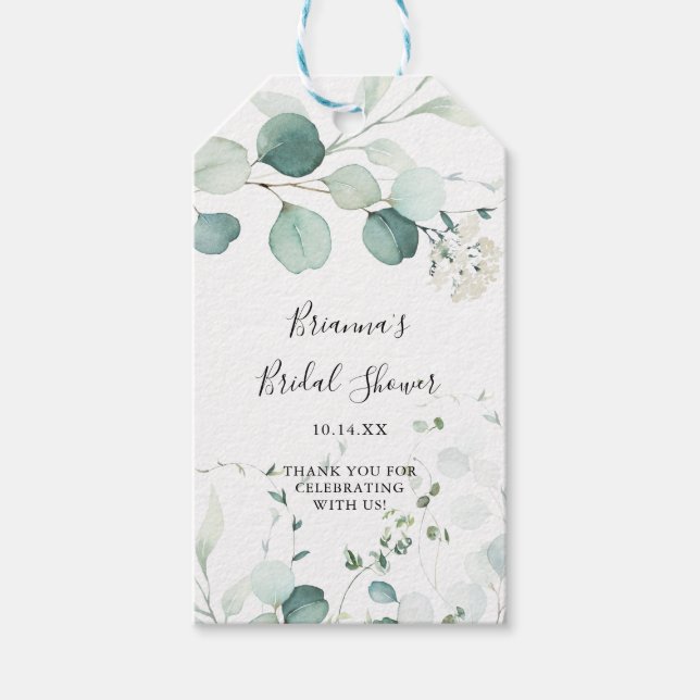 Summer Green Eucalyptus Foliage Brautparty Geschenkanhänger (Vorderseite)