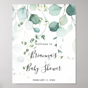 Summer Green Eucalyptus Leaf Baby Dusche Willkomme Poster