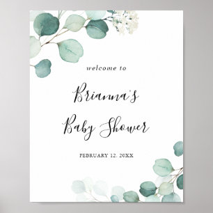 Summer Green Eucalyptus Leaf Baby Dusche Willkomme Poster