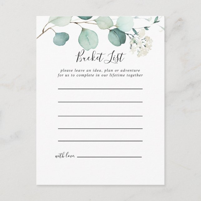 Summer Green Eukalyptus Foliage Bucket List Cards Postkarte (Vorderseite)