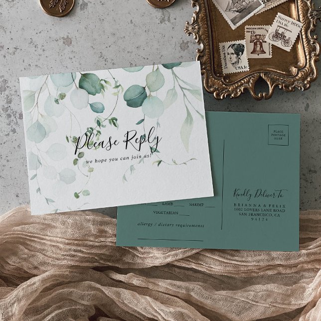 Summer Green Eukalyptus Menü Auswahl UAWG Postkart Postkarte (Von Creator hochgeladen)