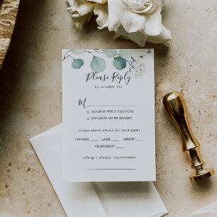 Summer Green Eukalyptus Wedding Menu UAWG RSVP Karte