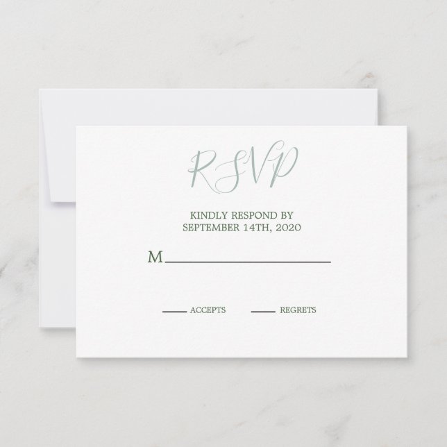 Summer Green Foliage Modernes elegantes Hochzeitss RSVP Karte (Vorderseite)