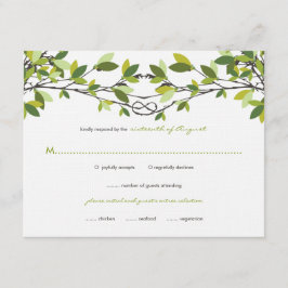 Summer Green Knotted Liebe Trees Wedding RSVP Card