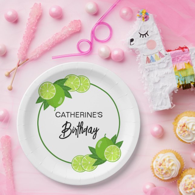 Summer Green Limon Citrus Geburtstag Pappteller (Party)