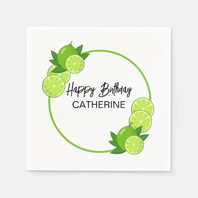 Summer Green Limon Citrus Geburtstag Serviette (Vorderseite)