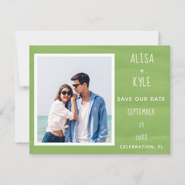 Summer Green Modern Foto Save the Date (Vorderseite)