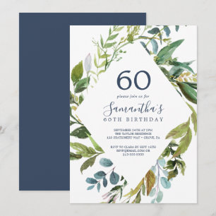 Summer Greenery Diamond Wreath 60. Geburtstag Einladung