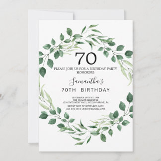 Summer Greenery Diamond Wreath 70. Geburtstag Einladung