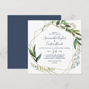 Summer Greenery Geometric Square Hochzeit Einladung
