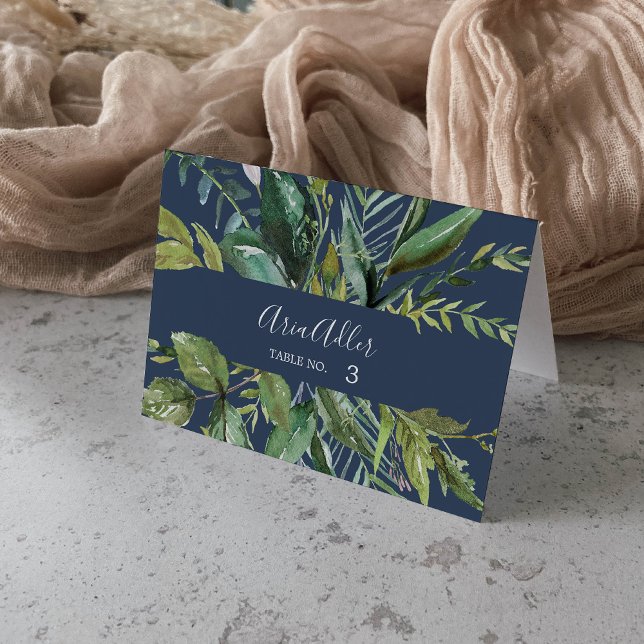 Summer Greenery | Hochzeiten von Navy-Platzkarten Tischnummer (Von Creator hochgeladen)
