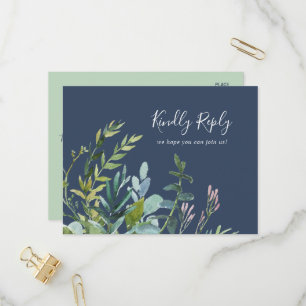 Summer Greenery Navy Menu Choice UAWG Postcard Einladungspostkarte
