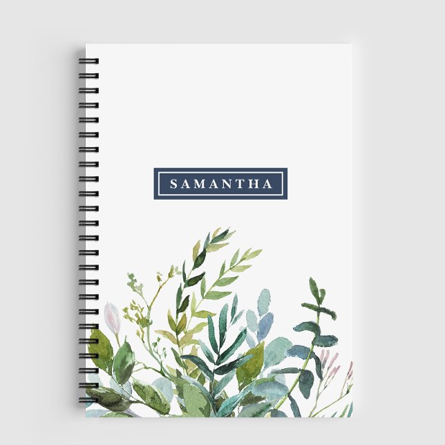 Summer Greenery Personalisiert Spiral Notebook Notizblock (Von Creator hochgeladen)