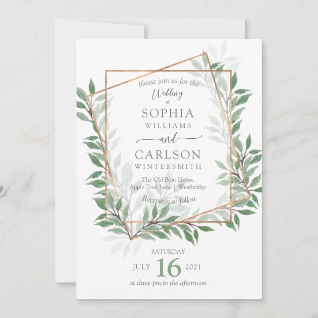 Summer Greenery rustikalen Rahmen, Einladung (Vorderseite)