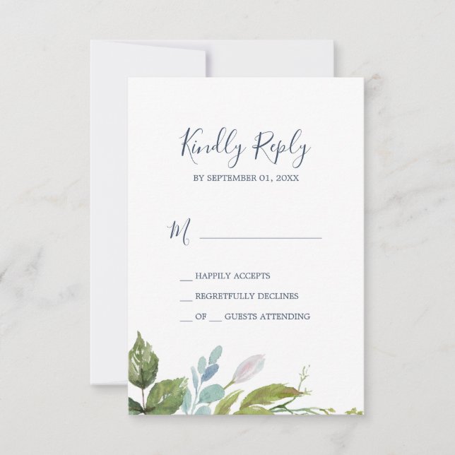 Summer Greenery Simple RSVP Card (Vorderseite)