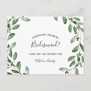 Summer Greenery Tropical Eukalyptus Bridesmaid Einladungspostkarte