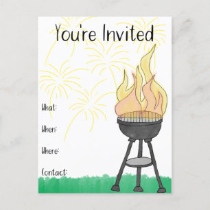 Summer GRILLEN Einladungspostkarte