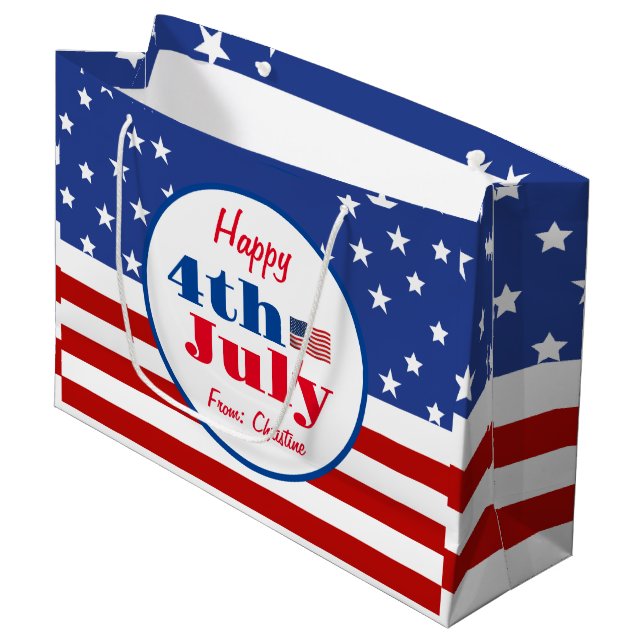 Summer GRILLEN Family Wiedersehen 4. Juli Custom Große Geschenktüte (Vorderseite Schrägansicht)